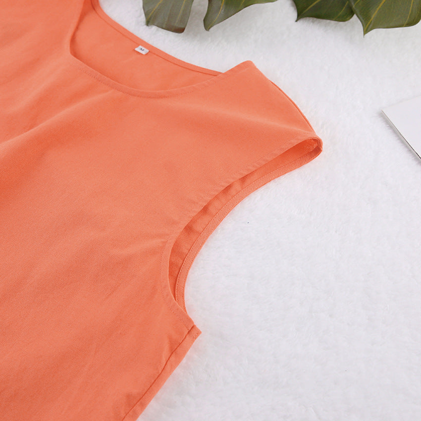 Women's Cotton Linen Lounge Set — Crop Top & Wide Leg Pants