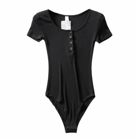 Women's Button-Front Short Sleeve Bodysuit