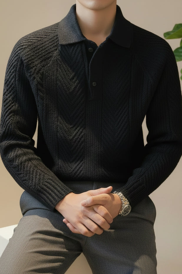Cable Knit Long Sleeve Sweater for Men