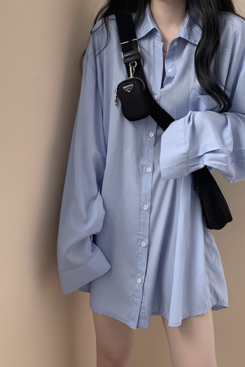 Women's Oversized Cotton-Linen Boyfriend Shirt