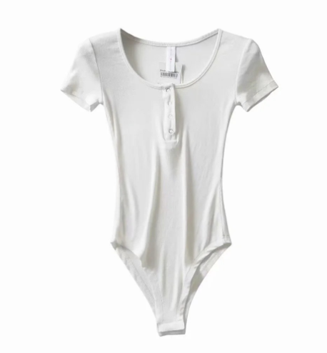 Women's Button-Front Short Sleeve Bodysuit