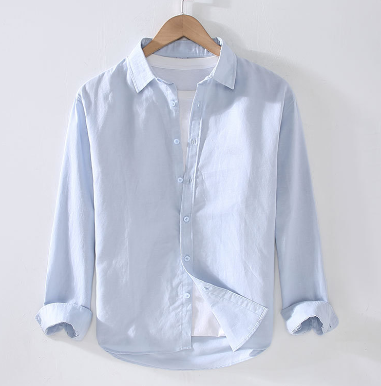 Men's Linen-Cotton Long Sleeve Shirt — Relaxed Resort Fit
