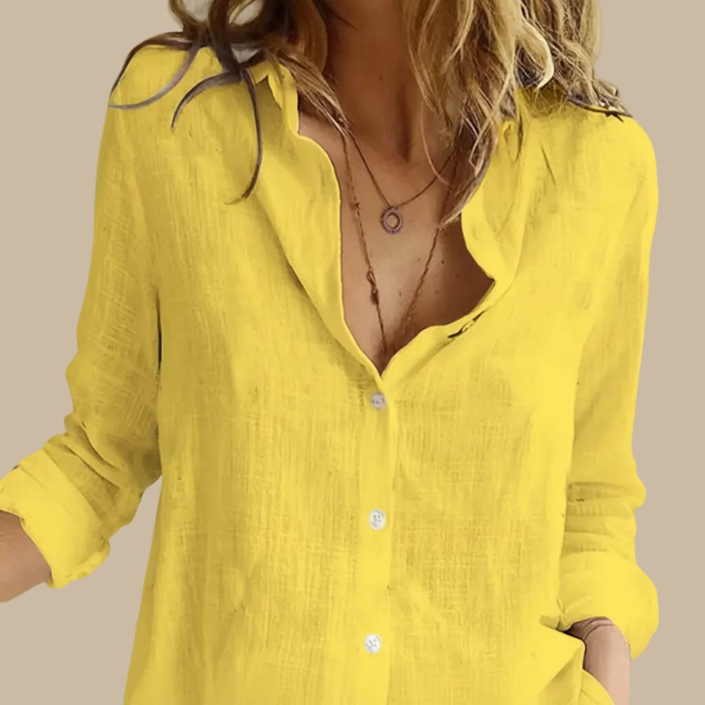Women's Casual Loose Linen Shirt in Solid Color
