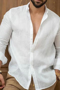 Men's Cotton-Linen Casual Button-Up Shirt — Lightweight Summer Fit