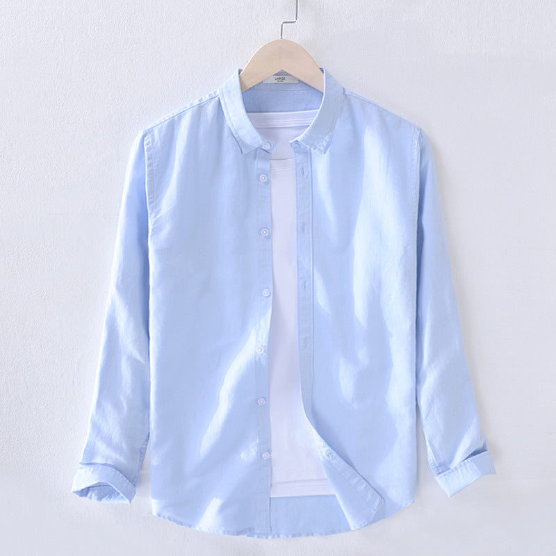 Men's Linen-Cotton Long Sleeve Shirt — Relaxed Resort Fit