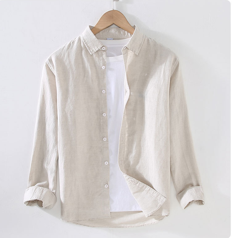 Men's Linen-Cotton Long Sleeve Shirt — Relaxed Resort Fit
