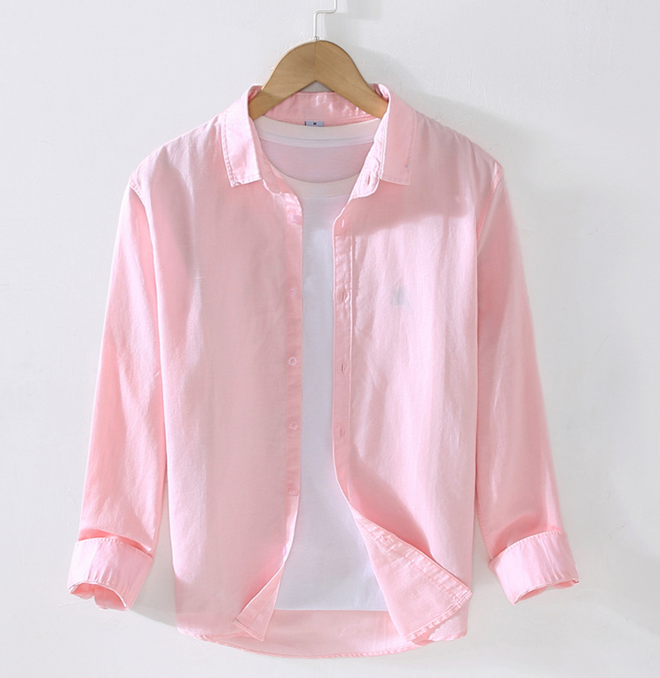 Men's Linen-Cotton Long Sleeve Shirt — Relaxed Resort Fit