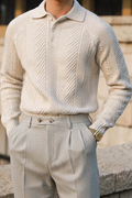 Cable Knit Long Sleeve Sweater for Men