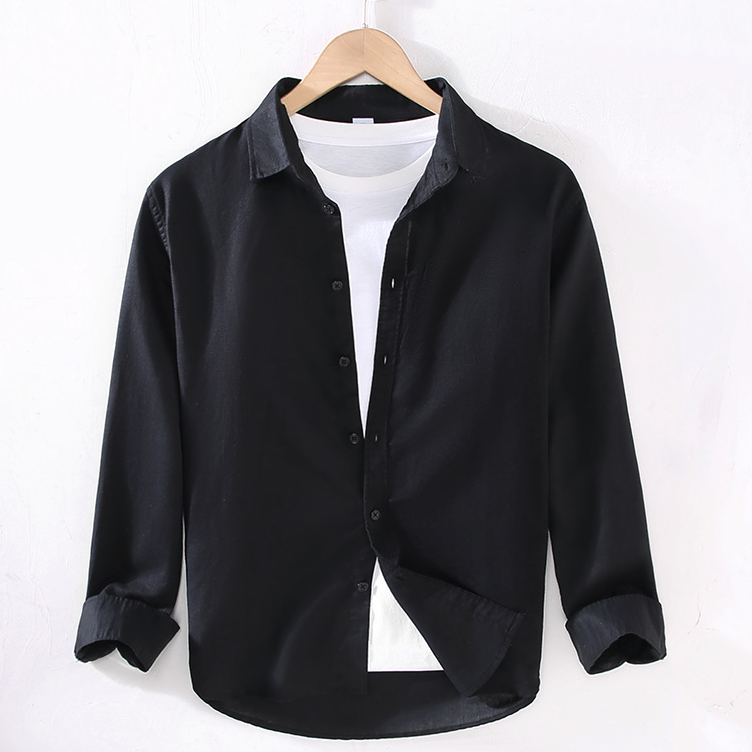 Men's Linen-Cotton Long Sleeve Shirt — Relaxed Resort Fit