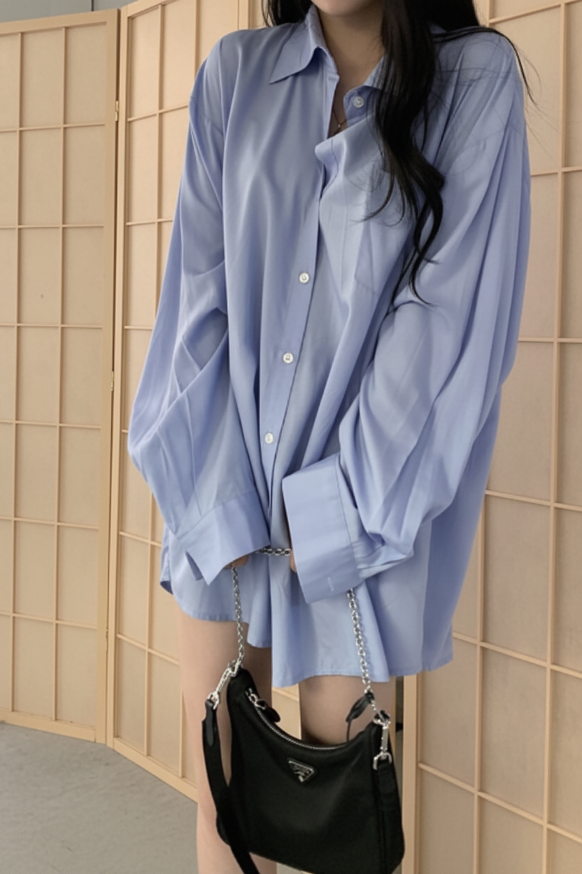 Women's Oversized Cotton-Linen Boyfriend Shirt