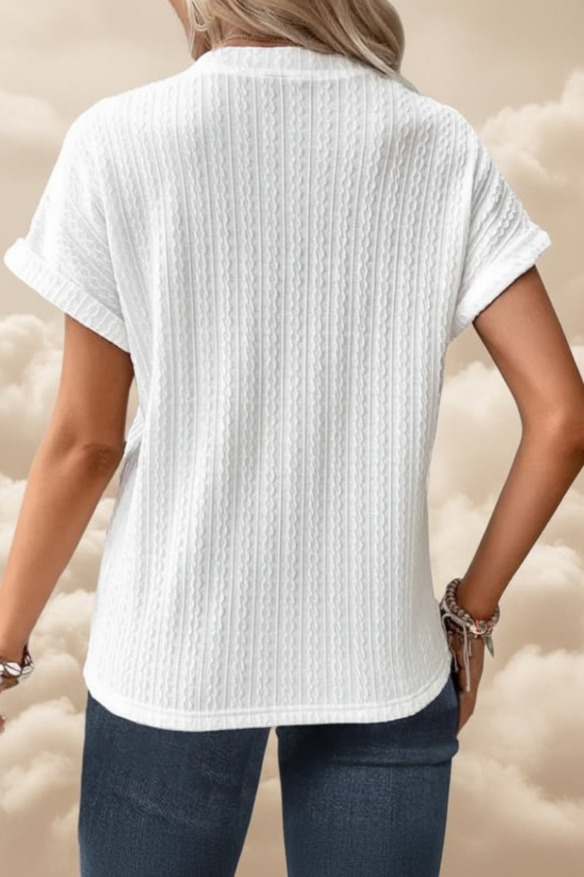 Women's Relaxed V-Neck Button Casual Top