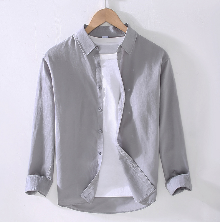Men's Linen-Cotton Long Sleeve Shirt — Relaxed Resort Fit
