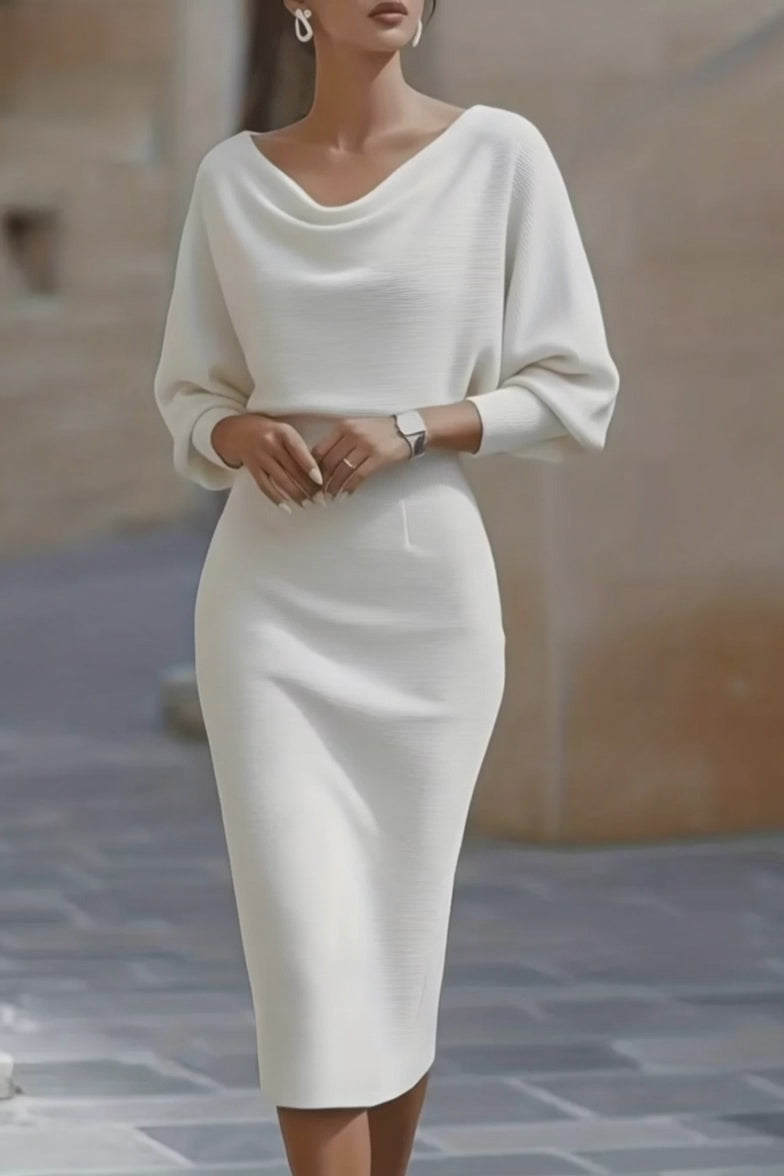 Cowl Neck Knit Bodycon Dress