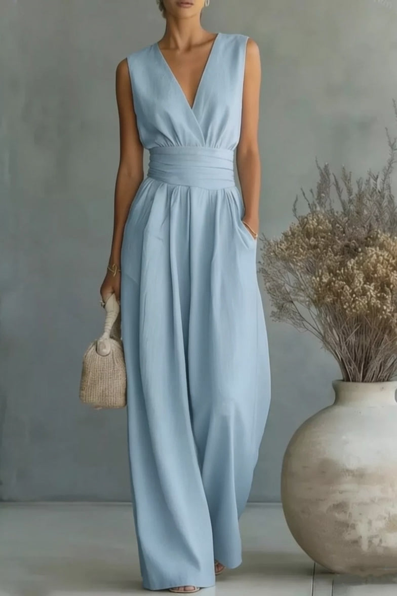 Full Size Sleeveless Wide Leg Jumpsuit Plus Size